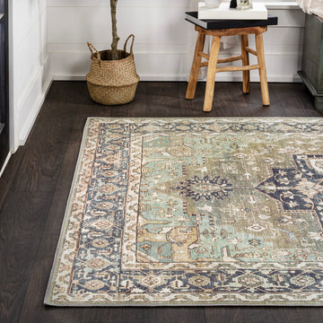 Maris Ornate Medallion Washable Area Rug
